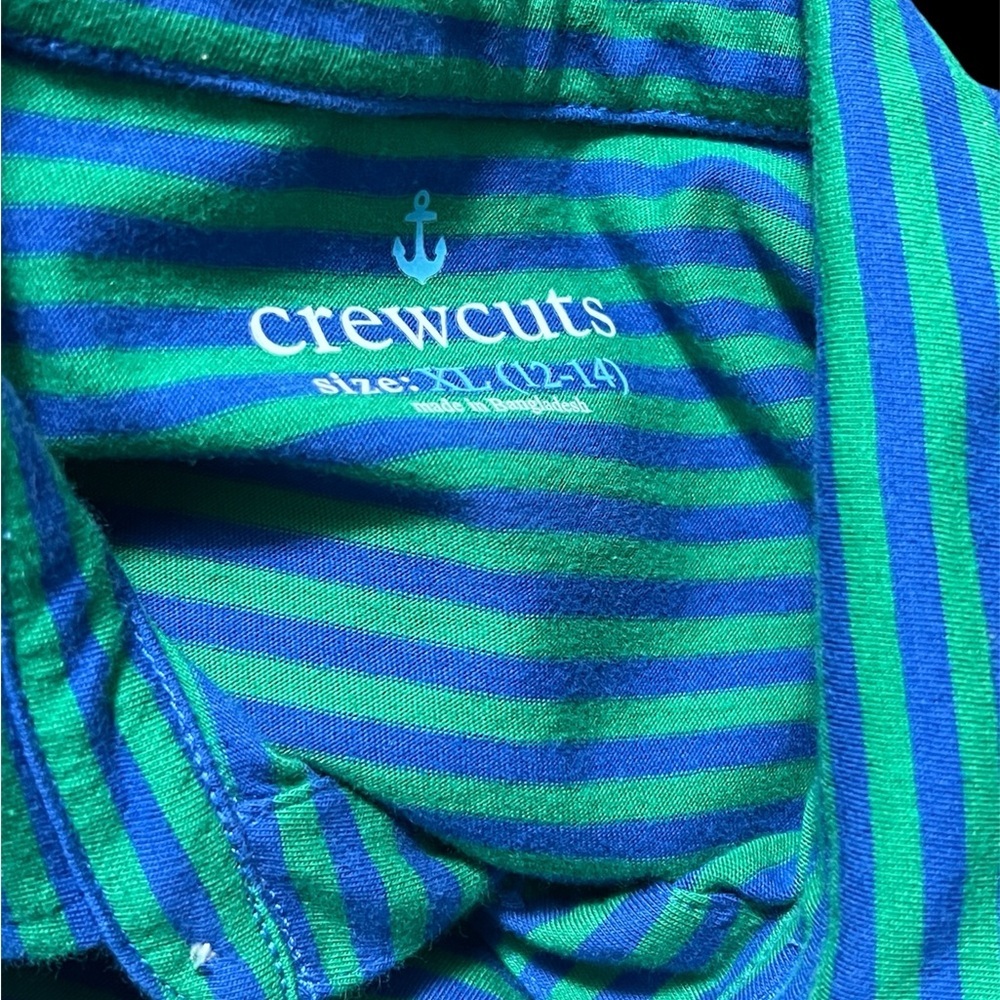 Used twice boy Crewcuts Teal and Navy Striped Polo Shirt sz XL 12-14 - Picture 7 of 7